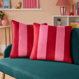 OHS 4 Pack Stripe Filled Cushion Covers Home Decor Set in Pink - Size: 45 cm x 45 cm - thumbnail 2