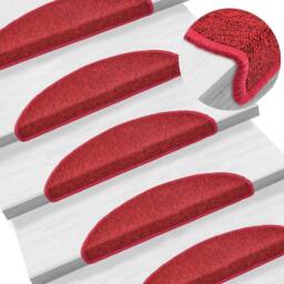 Berkfield Home Carpet Stair Treads 15 pcs Bordeaux Red 56x17x3 cm - Size: Medium - thumbnail 2