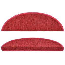 Berkfield Home Carpet Stair Treads 15 pcs Bordeaux Red 56x17x3 cm - Size: Medium - thumbnail 4