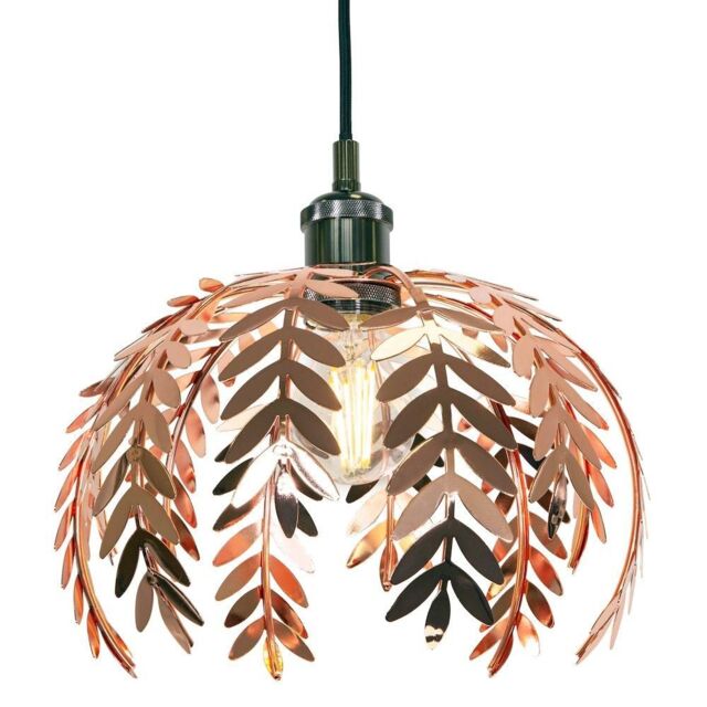 Happy Homewares Traditional Fern Leaf Design Ceiling Pendant Light Shade in Shiny in Copper - image 1