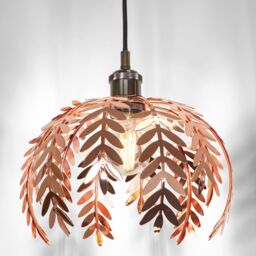 Happy Homewares Traditional Fern Leaf Design Ceiling Pendant Light Shade in Shiny in Copper - thumbnail 2