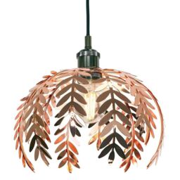 Happy Homewares Traditional Fern Leaf Design Ceiling Pendant Light Shade in Shiny in Copper - thumbnail 1