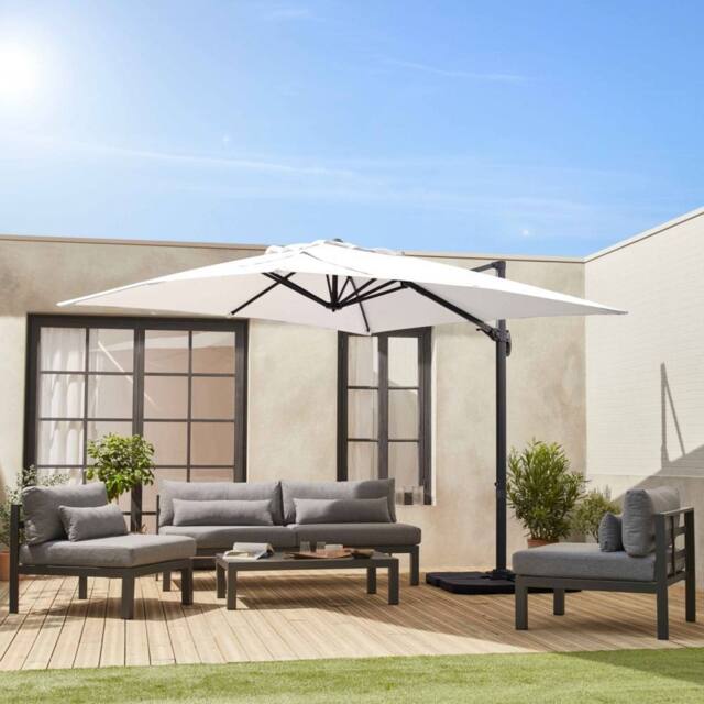 sweeek 3x3m Square Cantilever Parasol With Cover Included in White - image 1