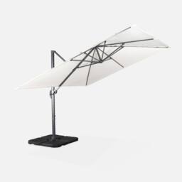 sweeek 3x3m Square Cantilever Parasol With Cover Included in White - thumbnail 3