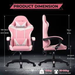Lishetimig Ergonomic Gaming Chair in Pink - thumbnail 2