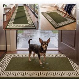 Smart Living Greekey Heavy Duty Machine Washable Hallway Kitchen Non Slip Door Mat in Green - Size: 40 cm x 60 cm - thumbnail 6