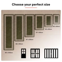 Smart Living Greekey Heavy Duty Machine Washable Hallway Kitchen Non Slip Door Mat in Green - Size: 40 cm x 60 cm - thumbnail 7
