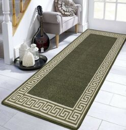 Smart Living Greekey Heavy Duty Machine Washable Hallway Kitchen Non Slip Door Mat in Green - Size: 40 cm x 60 cm - thumbnail 2