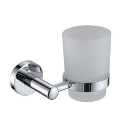 Showerdrape Modernity Chrome Steel Wall Mounted Frosted Glass Toothbrush Holder in Silver - thumbnail 3