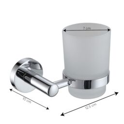 Showerdrape Modernity Chrome Steel Wall Mounted Frosted Glass Toothbrush Holder in Silver - thumbnail 2
