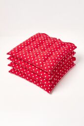 Homescapes 4 Pack Seat Pads Cotton Red Polka Dot Indoor Outdoor Garden Cushion, 40cm - Size: 40 cm x 40 cm