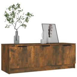 Berkfield Home TV Cabinet Smoked Oak 102x35x36.5 cm Engineered Wood in Brown - thumbnail 5