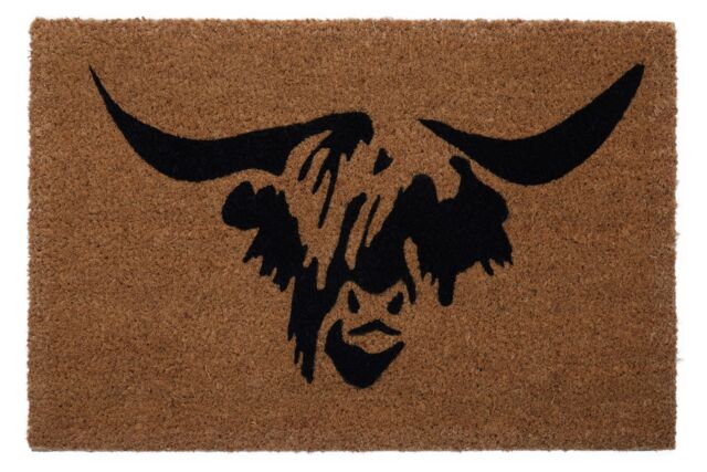 Orsina Highland Cow Doormat in Brown - Size: 100 cm diameter - image 1