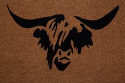 Orsina Highland Cow Doormat in Brown - Size: 100 cm diameter - thumbnail 5