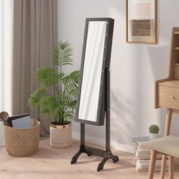 Berkfield Home Free-Standing Mirror with LED Black 34x37x146 cm - Size: 34 x 37 x 146 cm - thumbnail 4