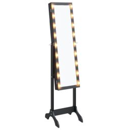 Berkfield Home Free-Standing Mirror with LED Black 34x37x146 cm - Size: 34 x 37 x 146 cm - thumbnail 2