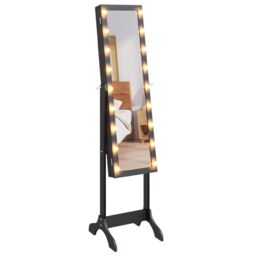 Berkfield Home Free-Standing Mirror with LED Black 34x37x146 cm - Size: 34 x 37 x 146 cm - thumbnail 6