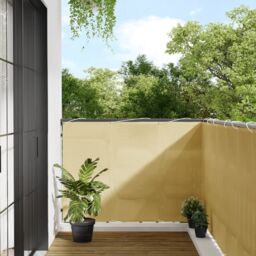 Berkfield Home Balcony Screen Sand 120x500 cm 100% Polyester Oxford in Yellow - thumbnail 1