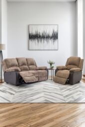 More4Homes Postana Electric Recliner Jumbo Cord 1+3 Seater Sofa Set in Brown