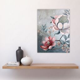 "Artery8 Exotic Audubon Style Delicate Flowers Painting Wall Art Print in Blue - Size: W18"" x H24""" - thumbnail 4