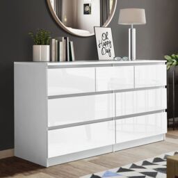 SquareBoxx Fairfield Gloss Minimalist Chest of Draws 7 Draw in White - thumbnail 1