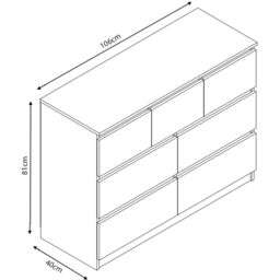 SquareBoxx Fairfield Gloss Minimalist Chest of Draws 7 Draw in White - thumbnail 2
