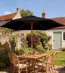OUTSUNNY 2.5m Wood Garden Parasol Sun Shade Patio Outdoor in Black - thumbnail 1
