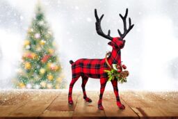 Shatchi Tartan Reindeer 35cm - Decorative Free Standing Figurine in Red - thumbnail 3