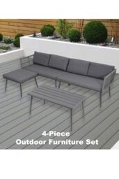 Groundlevel The Hamilton 4 Piece Outdoor Furniture Set in Grey - thumbnail 1