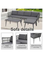 Groundlevel The Hamilton 4 Piece Outdoor Furniture Set in Grey - thumbnail 4