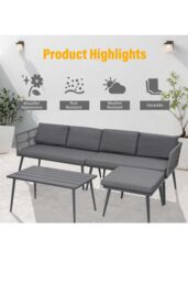 Groundlevel The Hamilton 4 Piece Outdoor Furniture Set in Grey - thumbnail 3