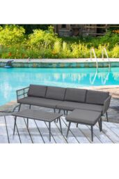 Groundlevel The Hamilton 4 Piece Outdoor Furniture Set in Grey - thumbnail 7