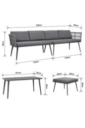 Groundlevel The Hamilton 4 Piece Outdoor Furniture Set in Grey - thumbnail 2