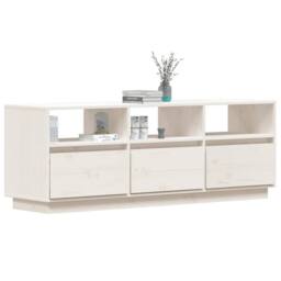 Berkfield Home TV Cabinet White 140x37x50 cm Solid Wood Pine - Size: 140 x 37 x 50 cm - thumbnail 4