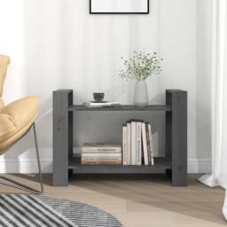 Berkfield Home Book Cabinet/Room Divider Grey 80x35x56.5 cm Solid Wood Pine - thumbnail 3