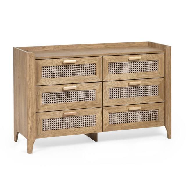 Cheshire Premium Pacifica 6 Drawer Wide Chest - Oak in Brown - image 1