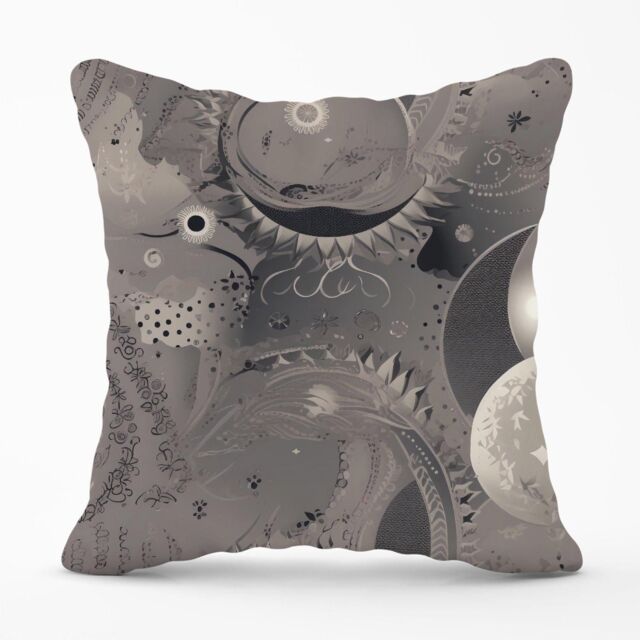 Warren Reed - Designer Abstract Moon Shapes Outdoor Cushion in Grey - Size: 60 cm x 60 cm - image 1