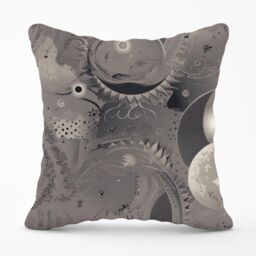Warren Reed - Designer Abstract Moon Shapes Outdoor Cushion in Grey - Size: 60 cm x 60 cm - thumbnail 1