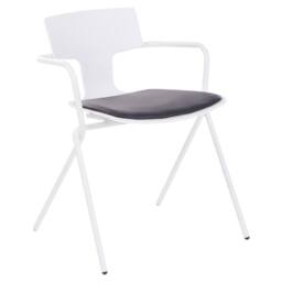 Wyld and Coco Set of 2 Conference Chairs White Shell Black PU Cushion Metal Legs - thumbnail 5