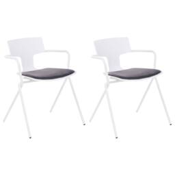 Wyld and Coco Set of 2 Conference Chairs White Shell Black PU Cushion Metal Legs - thumbnail 2