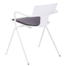 Wyld and Coco Set of 2 Conference Chairs White Shell Black PU Cushion Metal Legs - thumbnail 6