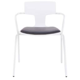 Wyld and Coco Set of 2 Conference Chairs White Shell Black PU Cushion Metal Legs - thumbnail 3