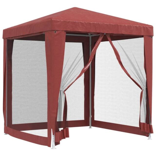 Berkfield Home Party Tent with 4 Mesh Sidewalls Red 2x2 m HDPE - image 1