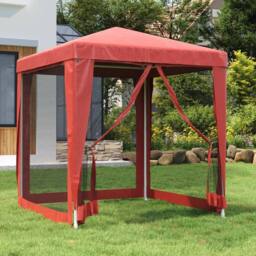 Berkfield Home Party Tent with 4 Mesh Sidewalls Red 2x2 m HDPE - thumbnail 2