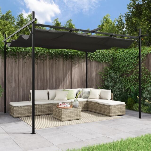 Berkfield Home Pergola with Retractable Roof Anthracite 295x292x230 cm in Black - Size: 295 x 292 x 230 cm - image 1