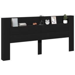 Berkfield Home Headboard Cabinet with LED Black 220x16.5x103.5 cm - thumbnail 5