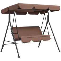 OUTSUNNY Outdoor Metal Hammock Swing Chair 3-Seater Patio Bench Garden in Brown - thumbnail 2
