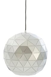 Orsina Small Silver Finish Pendant Light, Geometric Iron Pendant Light with Gold Interior, Black Cord Ceiling Light - thumbnail 2