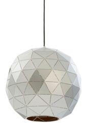 Orsina Small Silver Finish Pendant Light, Geometric Iron Pendant Light with Gold Interior, Black Cord Ceiling Light