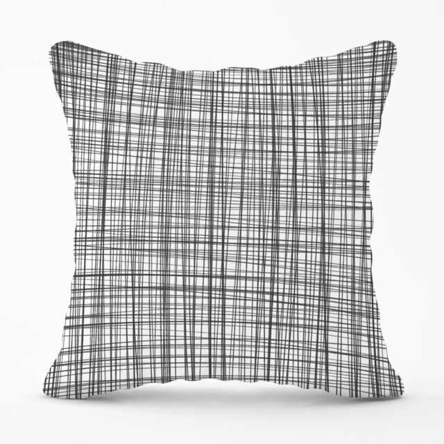 Warren Reed - Designer Monochrome Pencil Scribble Outdoor Cushion in Grey - Size: 60 cm x 60 cm - image 1